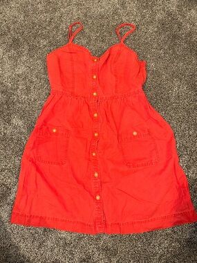 aerie Red Button-Front Mini Dress